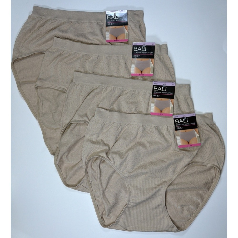 Bali Comfort Revolution Brief Panty Size 6/7 Tan M/L NWT 803J 4 PACK